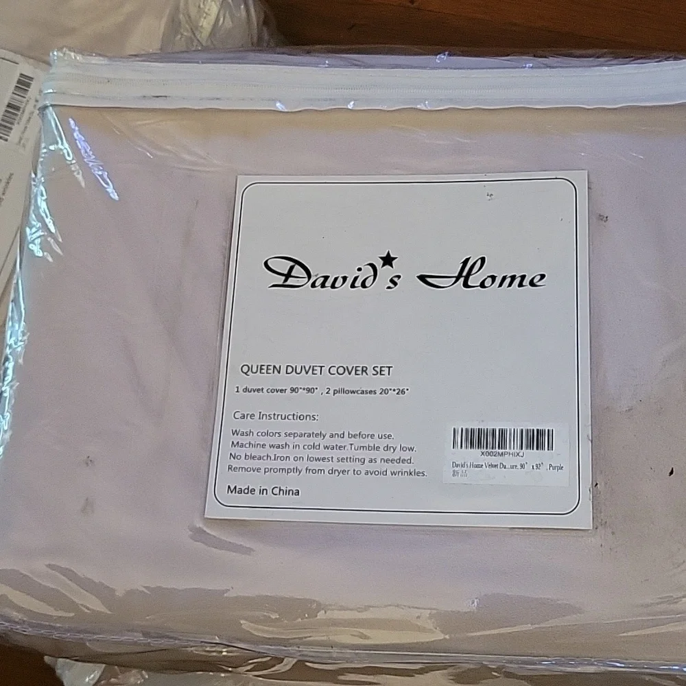 David's Home pink velvet duvet cover 3 pc set Queen 90x90 corner tie button New…